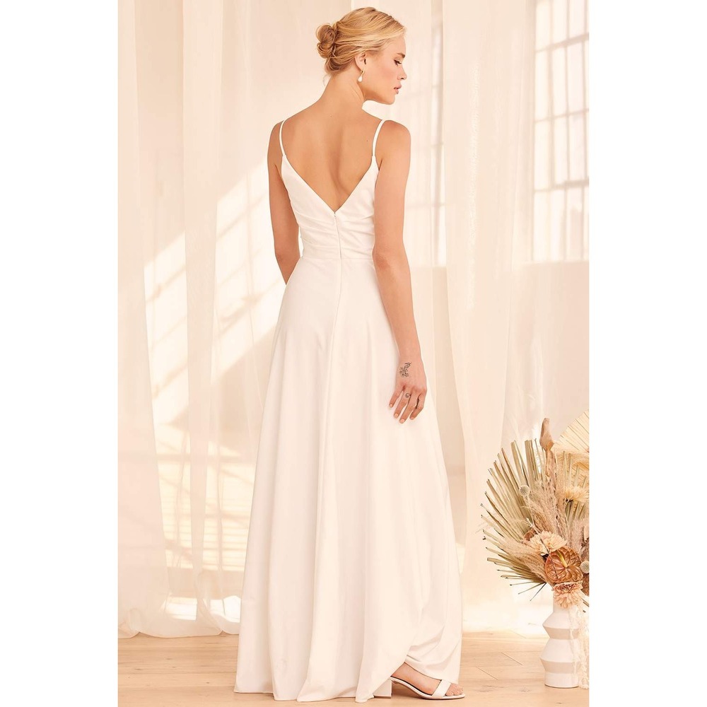 Lulus Choose Your‎ Love White Maxi Dress Wedding Gown V-Neck Slit White S NWT - Picture 2 of 13